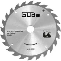 Güde 58333 Holzsägeblatt HM 165x20x24Z