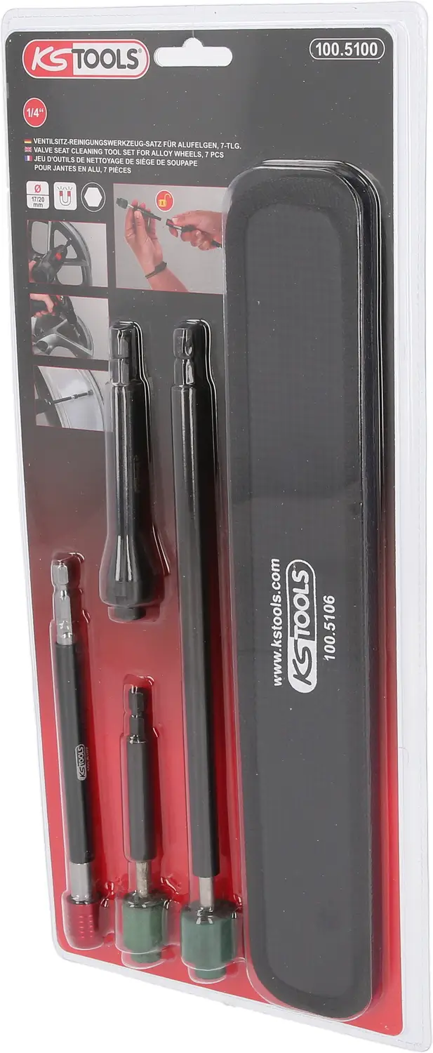 KS Tools 100.5100 Ventilsitz-Reinigungswerkzeug-Satz für Alufelgen, 7-tlg – Bild 3