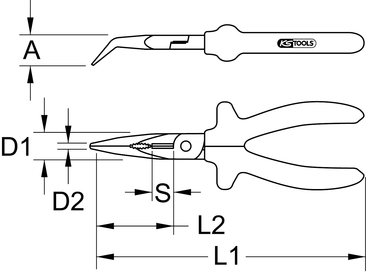 KS Tools 115.1018 ERGOTORQUE Flachrundzange, gebogen, 165mm – Bild 3